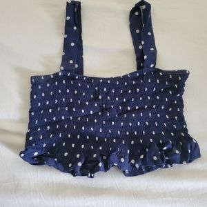 American Eagle Polka Dot Smocked Crop Top Size Small